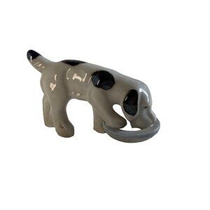 Vintage Black & White Dog Eating figure Occupied Japan
